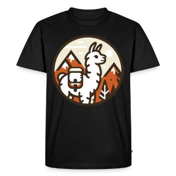 Lama de randonnée simple : Montagnes en vue - T-shirt Premium bio Homme - noir - Devant - Nico (187cm)