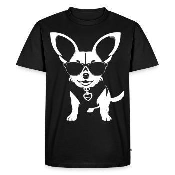 Funny Chihuahua wearing Sunglasses Chihuahuas - Men's Premium Organic T-Shirt - black - Front - Nico (187cm)