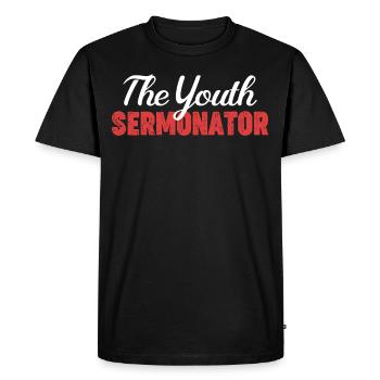 Le jeune prédicateur drôle de jeune pasteur - T-shirt Premium bio Homme - noir - Devant - Nico (187cm)
