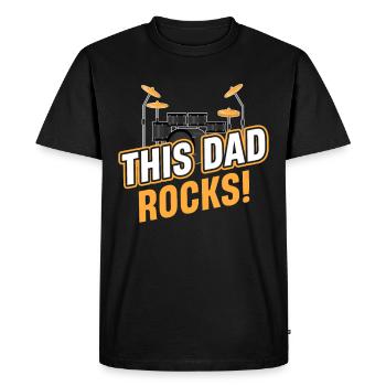 This daddy rocks! Funny drumming band, - Men's Premium Organic T-Shirt - black - Front - Nico (187cm)