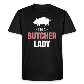 Je suis une femme boucher drôle massacre - T-shirt Premium bio Homme - noir - Devant - Nico (187cm)