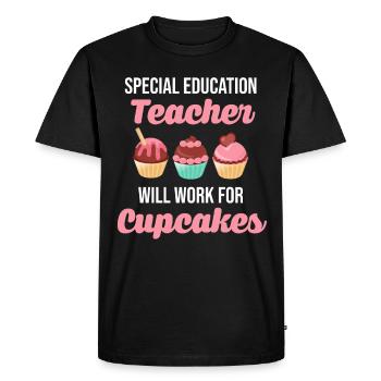 Special Education Teacher Gets Autism for Cupcakes - Men's Premium Organic T-Shirt - black - Front - Nico (187cm)