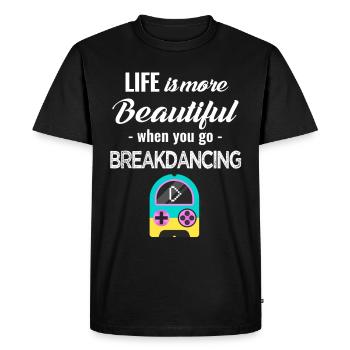 La vie est plus belle quand on fait du breakdance - T-shirt Premium bio Homme - noir - Devant - Nico (187cm)