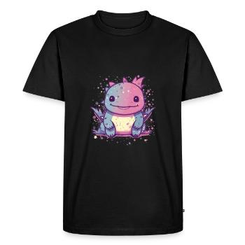 Cute Anime Style Axolotl Kawaii - Men's Premium Organic T-Shirt - black - Front - Nico (187cm)