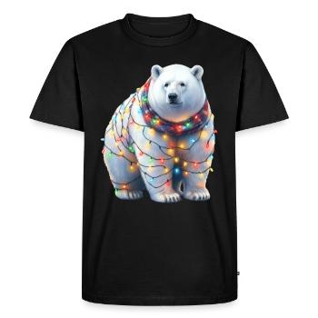 Ours polaire mignon avec des guirlandes lumineuses - T-shirt Premium bio Homme - noir - Devant - Nico (187cm)