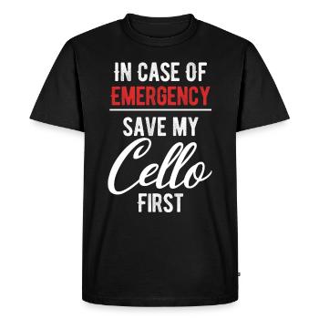 En cas d’urgence, sauvez d’abord mon violoncelle ! Jollier - T-shirt Premium bio Homme - noir - Devant - Nico (187cm)