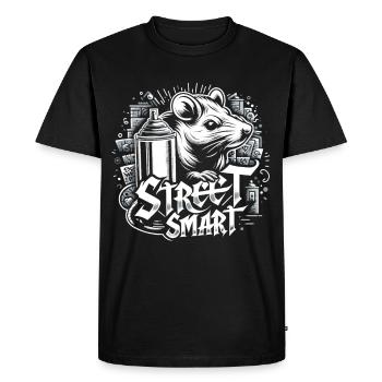 Rat urbain : pulvérisateur d’asphalte - T-shirt Premium bio Homme - noir - Devant - Nico (187cm)