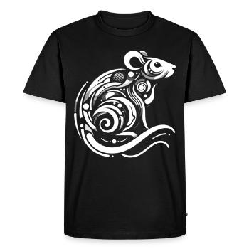 Le rat dans l’abstraction : des lignes astucieuses - T-shirt Premium bio Homme - noir - Devant - Nico (187cm)