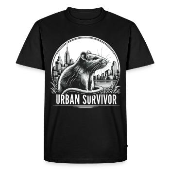 Rat survivaliste : Nature urbaine - T-shirt Premium bio Homme - noir - Devant - Nico (187cm)