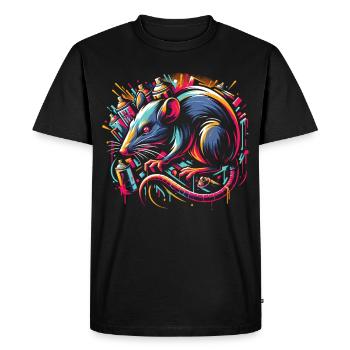 Rat dans la jungle du graffiti : l’art urbain - T-shirt Premium bio Homme - noir - Devant - Nico (187cm)
