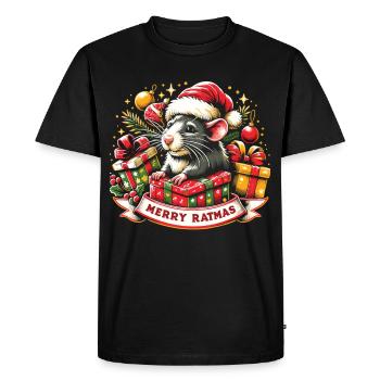 Merry Rat - Joyeux Noël - T-shirt Premium bio Homme - noir - Devant - Nico (187cm)