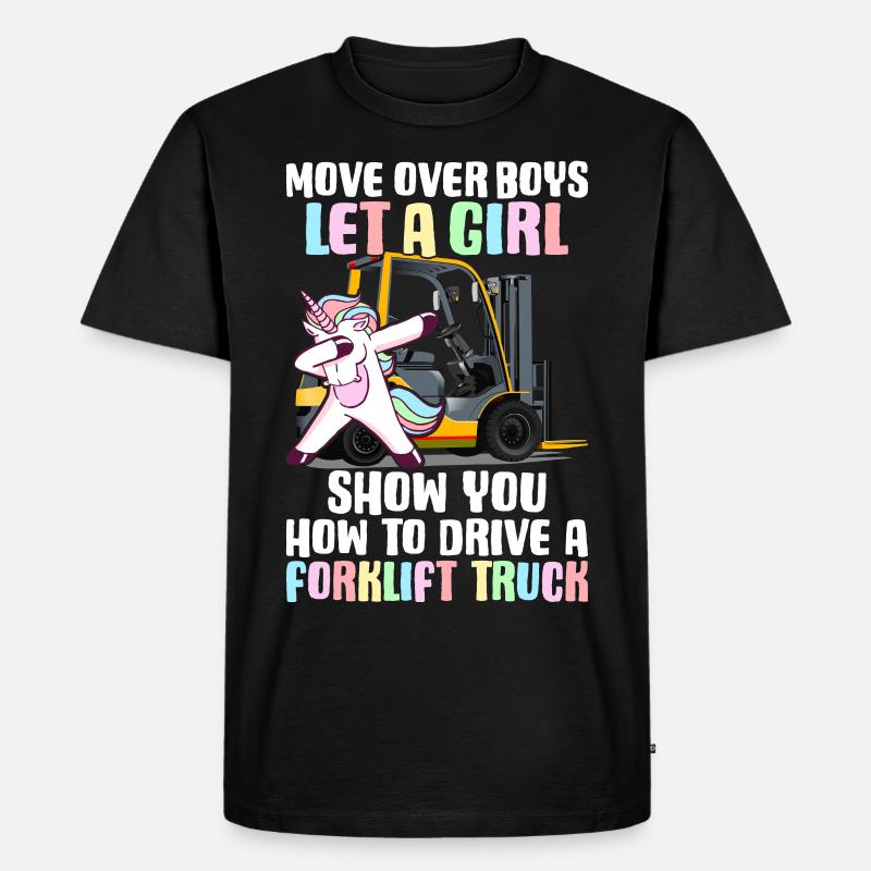 Gabelstaplerfahrer Mädchen - Männer Premium Bio T-Shirt - Schwarz