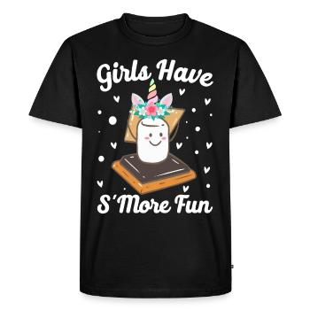 Funny Smores Camping Girl - Men's Premium Organic T-Shirt - black - Front - Nico (187cm)