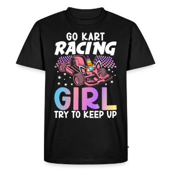 Femme Go-Kart Racer Go Karting Girl - T-shirt Premium bio Homme - noir - Devant - Nico (187cm)