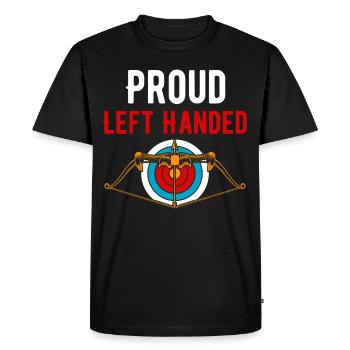 Proud Left-Handed Archery Bow - Men's Premium Organic T-Shirt - black - Front - Nico (187cm)