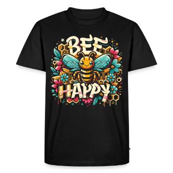 Fleurs et nids d’abeilles : Design d’abeille créatif - T-shirt Premium bio Homme - noir - Devant - Nico (187cm)