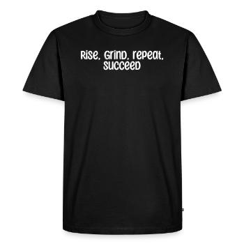 Fitness - Rise, grind, repeat, succeed - Men's Premium Organic T-Shirt - black - Front - Nico (187cm)