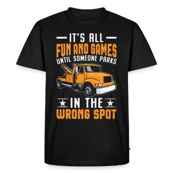 Drôle de conducteur de dépanneuse - T-shirt Premium bio Homme - noir - Devant - Nico (187cm)