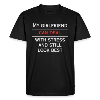 La petite amie peut gérer le stress - T-shirt Premium bio Homme - noir - Devant - Nico (187cm)