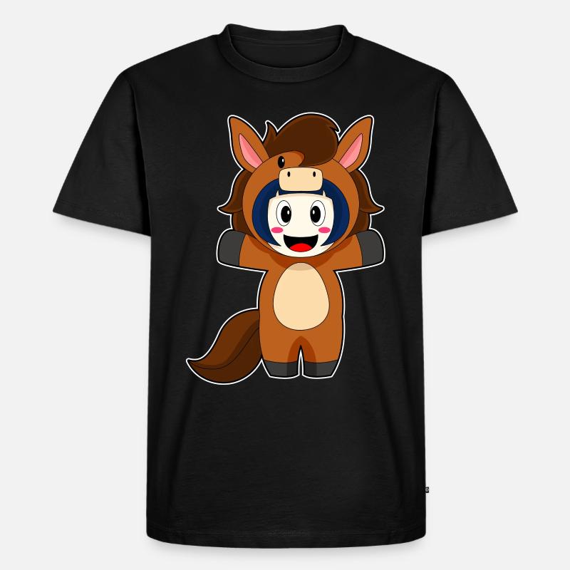 Pferd Mädchen Kostüm - Männer Premium Bio T-Shirt - Schwarz