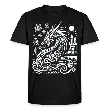 Dragon de glace dans la lueur de la neige - T-shirt Premium bio Homme - noir - Devant - Nico (187cm)