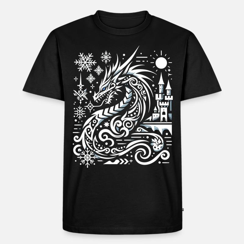Eisdrache im Schneeglanz - Männer Premium Bio T-Shirt - Schwarz
