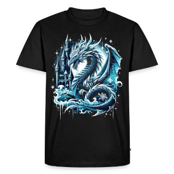 Dragon de l’ombre givrée Dragon de glace - T-shirt Premium bio Homme - noir - Devant - Nico (187cm)
