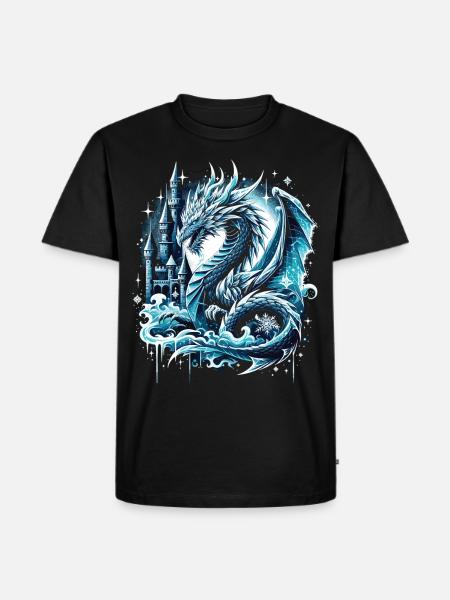 Frostiger Schattendrache Eisdrache - Männer Premium Bio T-Shirt - Schwarz