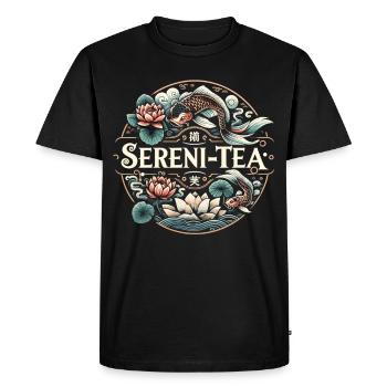 Lotus blossoms and tea enjoyment - Men's Premium Organic T-Shirt - black - Front - Nico (187cm)