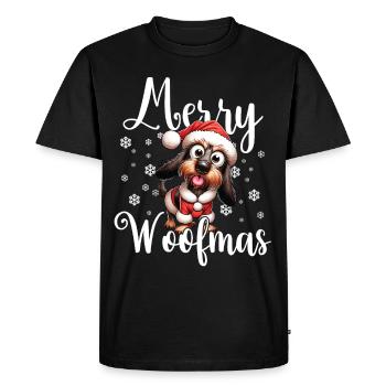 Wire-haired Dachshund Dog Christmas - Men's Premium Organic T-Shirt - black - Front - Nico (187cm)