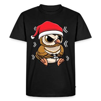 Owl playing video games - Men's Premium Organic T-Shirt - black - Front - Nico (187cm)