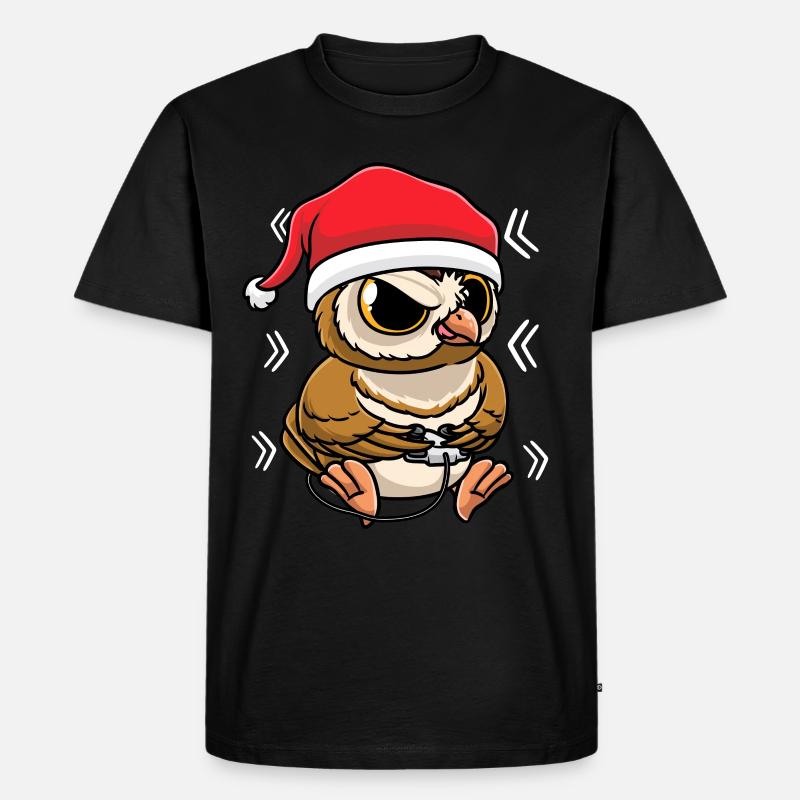 Eule Spielt Videospiele - Männer Premium Bio T-Shirt - Schwarz