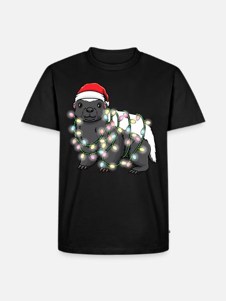 Honigdachs Mit Weihnachtsbeleuchtung - Männer Premium Bio T-Shirt - Schwarz