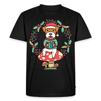 Kromfohrländer chien sur Couronne de Noël champignon - T-shirt Premium bio Homme - noir - Devant - Nico (187cm)