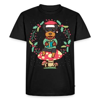 Chasse allemande Terrier chien Couronne de Noël - T-shirt Premium bio Homme - noir - Devant - Nico (187cm)