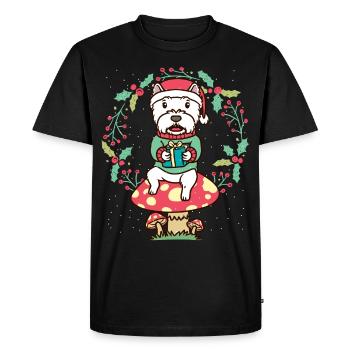 Couronne de Noël chien West Highland White Terrier - T-shirt Premium bio Homme - noir - Devant - Nico (187cm)