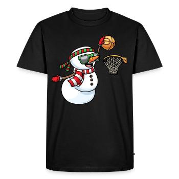 Snowman Playing Basketball Game Christmas - Men's Premium Organic T-Shirt - black - Front - Nico (187cm)