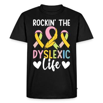 Funny Dyslexia Awareness Dyslexic - Men's Premium Organic T-Shirt - black - Front - Nico (187cm)