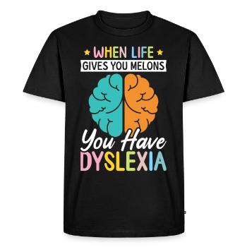 Sensibilisation à la dyslexie - T-shirt Premium bio Homme - noir - Devant - Nico (187cm)
