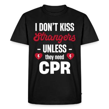 I don't kiss strangers unless they're - Men's Premium Organic T-Shirt - black - Front - Nico (187cm)