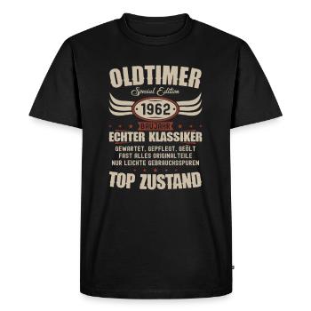 62e anniversaire 62 ans voiture classique cadeau 1962 - T-shirt Premium bio Homme - noir - Devant - Nico (187cm)