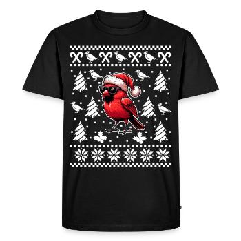Noël d’oiseau cardinal rouge - T-shirt Premium bio Homme - noir - Devant - Nico (187cm)