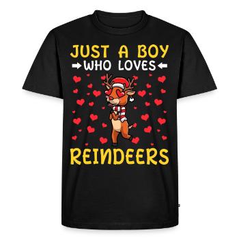 Juste un garçon qui aime les rennes, Noël, - T-shirt Premium bio Homme - noir - Devant - Nico (187cm)