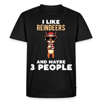 I like reindeer and maybe 3 people - Men's Premium Organic T-Shirt - black - Front - Nico (187cm)