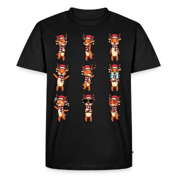 Émoticône de renne Noël Noël - T-shirt Premium bio Homme - noir - Devant - Nico (187cm)