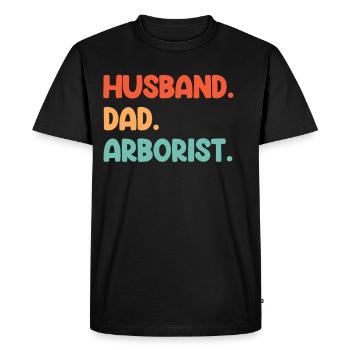 Mari. Papa. Arboriculteur. Papa bûcheron - T-shirt Premium bio Homme - noir - Devant - Nico (187cm)