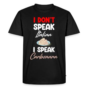 Carbonara Connaisseur Italiano Macaroni au fromage - T-shirt Premium bio Homme - noir - Devant - Nico (187cm)