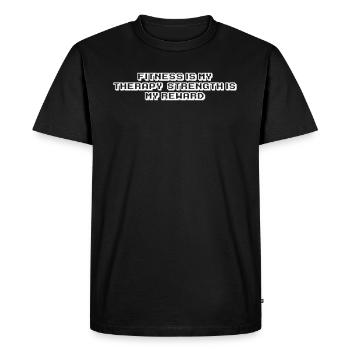 Fitness - Le fitness est ma thérapie, la force est ma - T-shirt Premium bio Homme - noir - Devant - Nico (187cm)