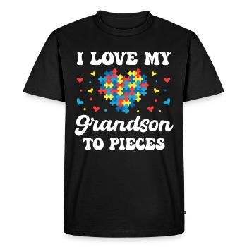 J’aime mon petit-fils en morceaux Mamie TDAH Mamie - T-shirt Premium bio Homme - noir - Devant - Nico (187cm)