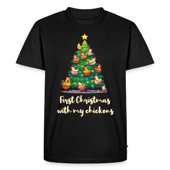 Noël avec les poules propriétaire de poules poulailler - T-shirt Premium bio Homme - noir - Devant - Nico (187cm)